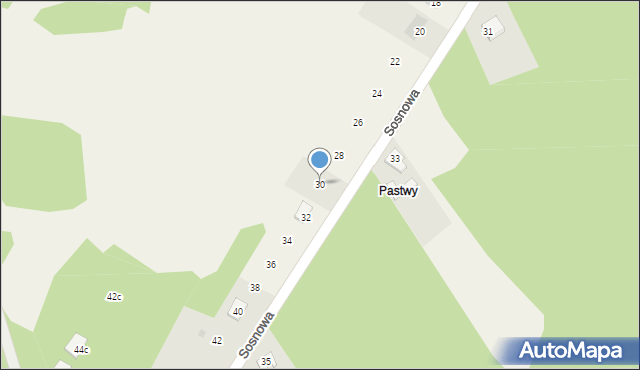Aleksandria Druga, Sosnowa, 30, mapa Aleksandria Druga