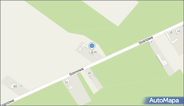 Aleksandria Druga, Sosnowa, 8, mapa Aleksandria Druga