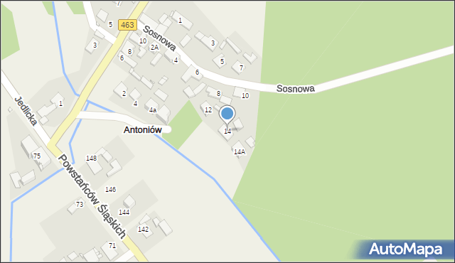 Antoniów, Sosnowa, 14, mapa Antoniów