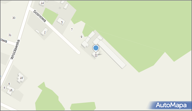 Bąków, Sosnowa, 11, mapa Bąków