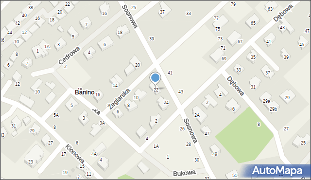 Banino, Sosnowa, 22, mapa Banino