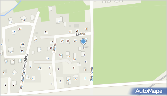 Bartosze, Sosnowa, 9, mapa Bartosze