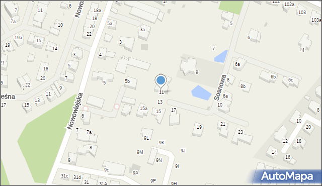 Bezrzecze, Sosnowa, 11, mapa Bezrzecze