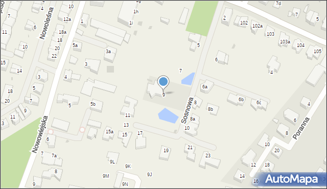 Bezrzecze, Sosnowa, 9, mapa Bezrzecze