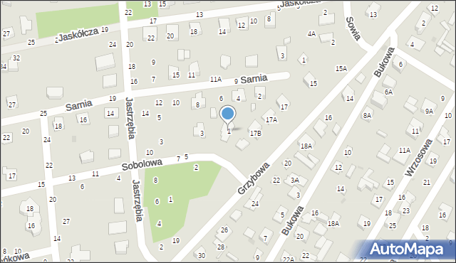 Biała Podlaska, Sobolowa, 1, mapa Białej Podlaskiej