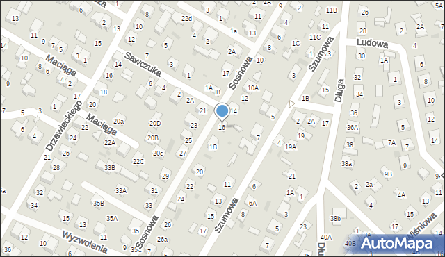 Biała Podlaska, Sosnowa, 16, mapa Białej Podlaskiej