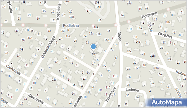 Biała Podlaska, Sosnowa, 5a, mapa Białej Podlaskiej