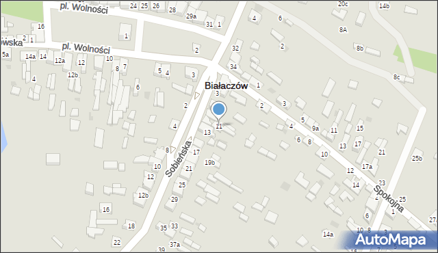 Białaczów, Sobieńska, 11, mapa Białaczów