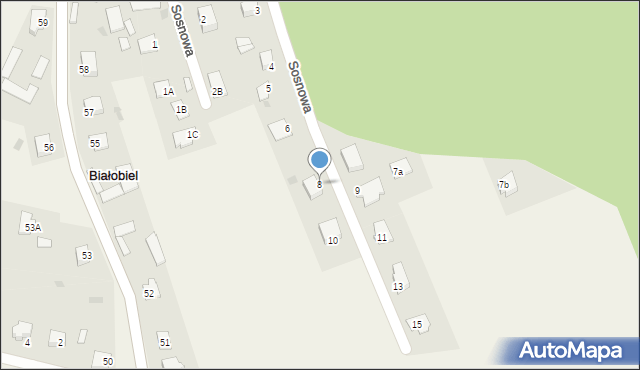 Białobiel, Sosnowa, 8, mapa Białobiel