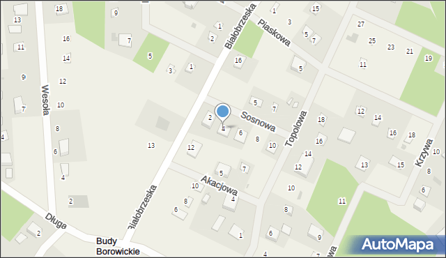 Białobrzegi, Sosnowa, 4, mapa Białobrzegi