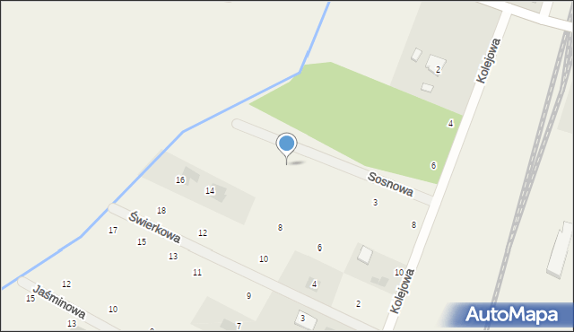 Białuń, Sosnowa, 9, mapa Białuń