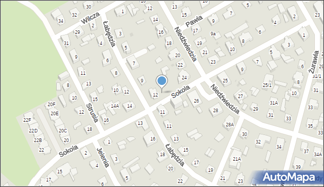 Białystok, Sokola, 12A, mapa Białegostoku