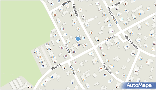 Białystok, Sokola, 14A, mapa Białegostoku