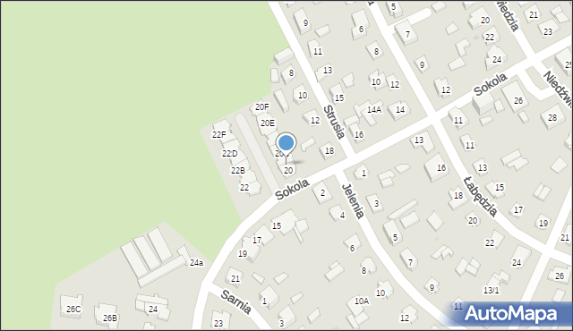 Białystok, Sokola, 20A, mapa Białegostoku