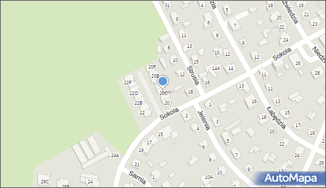 Białystok, Sokola, 20C, mapa Białegostoku