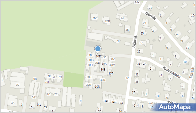 Białystok, Sokola, 30E, mapa Białegostoku