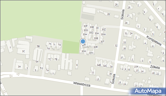 Białystok, Sokola, 30L, mapa Białegostoku