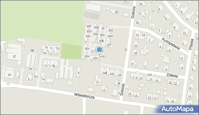 Białystok, Sokola, 30P, mapa Białegostoku
