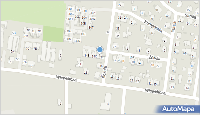 Białystok, Sokola, 34A, mapa Białegostoku