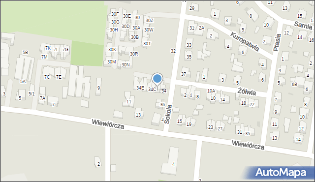 Białystok, Sokola, 34B, mapa Białegostoku