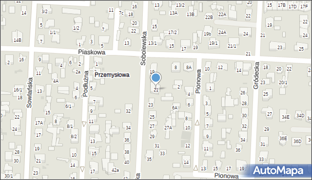 Białystok, Sobolewska, 21, mapa Białegostoku