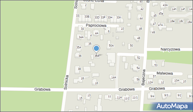 Białystok, Solnicka, 36A, mapa Białegostoku