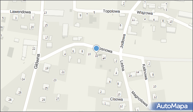 Bielawa, Sosnowa, 12, mapa Bielawa