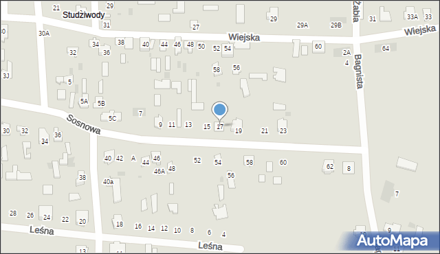 Bielsk Podlaski, Sosnowa, 17, mapa Bielsk Podlaski