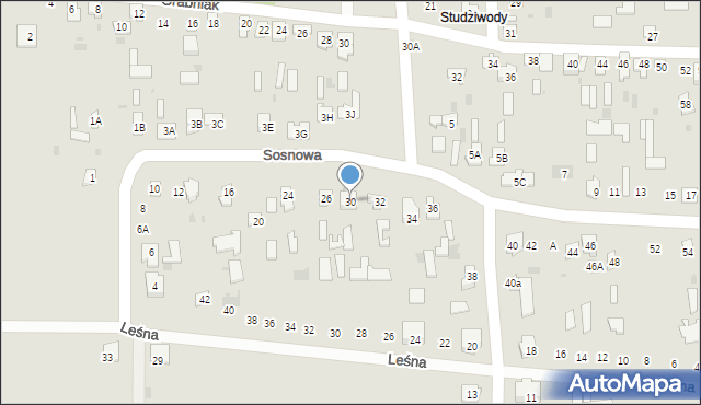 Bielsk Podlaski, Sosnowa, 30, mapa Bielsk Podlaski