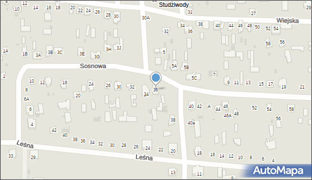 Bielsk Podlaski, Sosnowa, 36, mapa Bielsk Podlaski