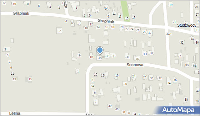 Bielsk Podlaski, Sosnowa, 3A, mapa Bielsk Podlaski