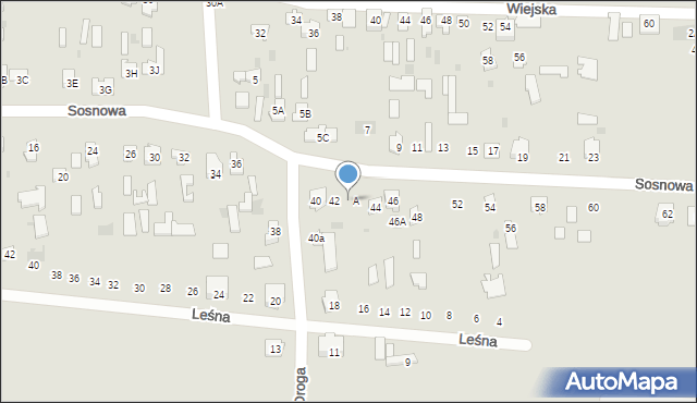 Bielsk Podlaski, Sosnowa, 42A, mapa Bielsk Podlaski