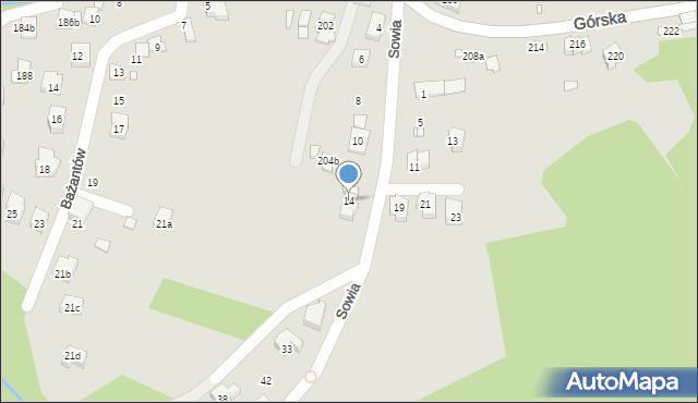 Bielsko-Biała, Sowia, 14, mapa Bielsko-Białej