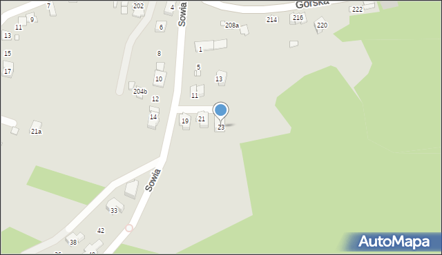 Bielsko-Biała, Sowia, 23, mapa Bielsko-Białej