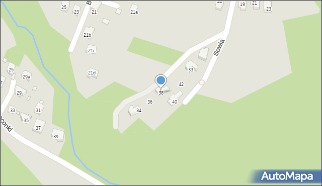 Bielsko-Biała, Sowia, 38, mapa Bielsko-Białej