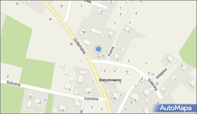 Bieszkowice, Sołecka, 1, mapa Bieszkowice
