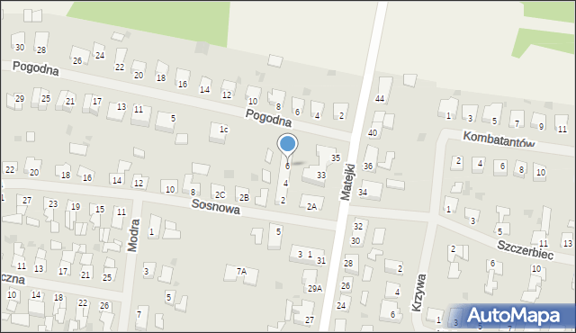 Biskupiec, Sosnowa, 6, mapa Biskupiec