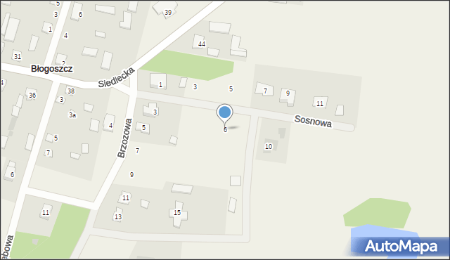 Błogoszcz, Sosnowa, 6, mapa Błogoszcz