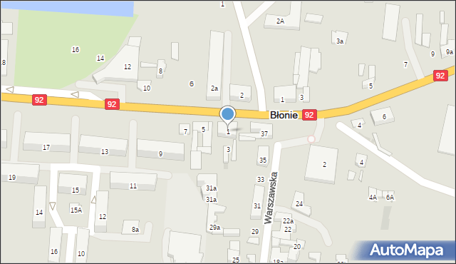 Błonie, Sochaczewska, 1, mapa Błonie