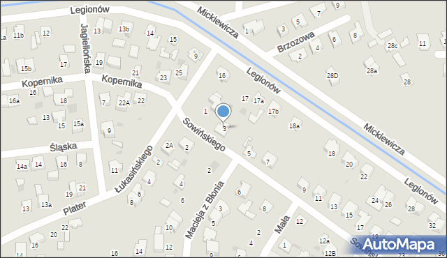 Błonie, Sowińskiego Józefa, gen., 3, mapa Błonie