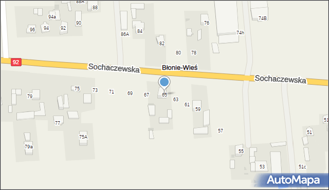 Błonie-Wieś, Sochaczewska, 65, mapa Błonie-Wieś