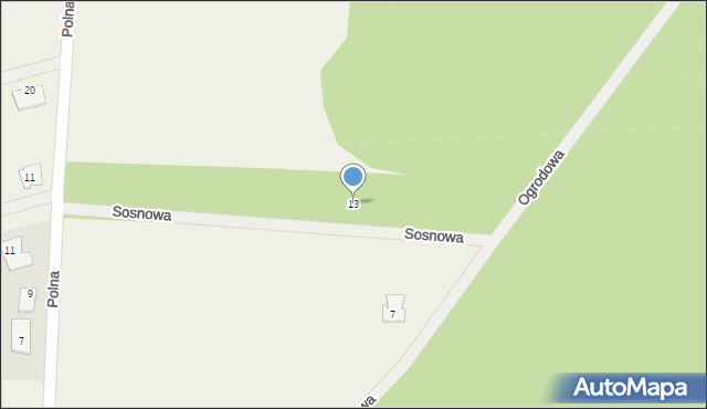 Bobrowniki, Sosnowa, 13, mapa Bobrowniki