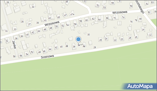 Bogucin, Sosnowa, 34, mapa Bogucin