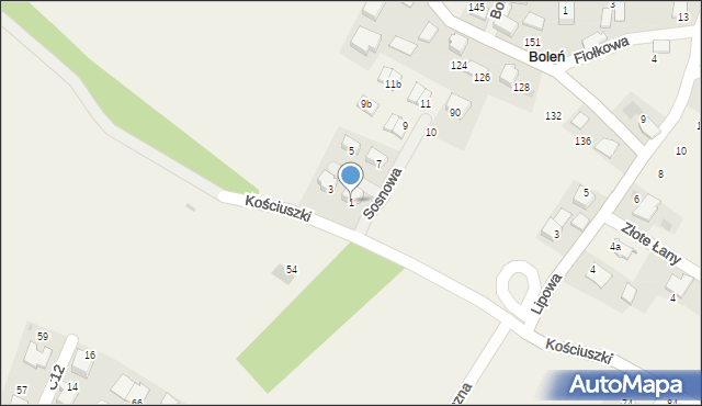 Boleń, Sosnowa, 1, mapa Boleń