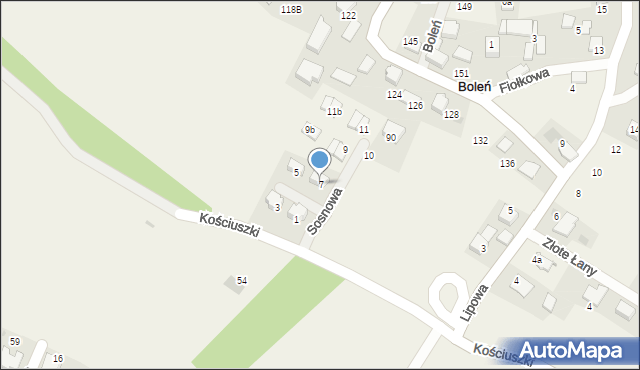 Boleń, Sosnowa, 7, mapa Boleń
