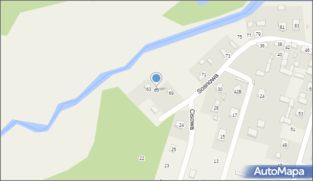 Borków, Sosnowa, 65, mapa Borków