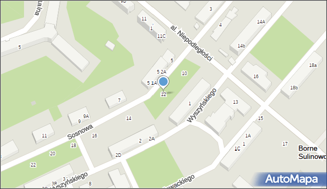 Borne Sulinowo, Sosnowa, 12, mapa Borne Sulinowo