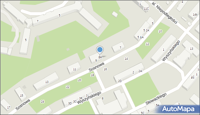 Borne Sulinowo, Sosnowa, 9A, mapa Borne Sulinowo