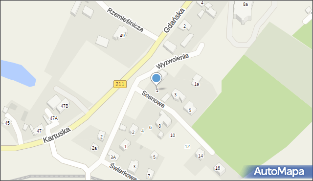 Borowo, Sosnowa, 1, mapa Borowo