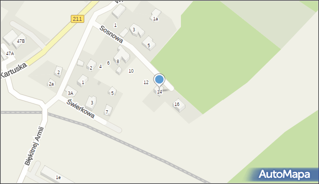 Borowo, Sosnowa, 14, mapa Borowo